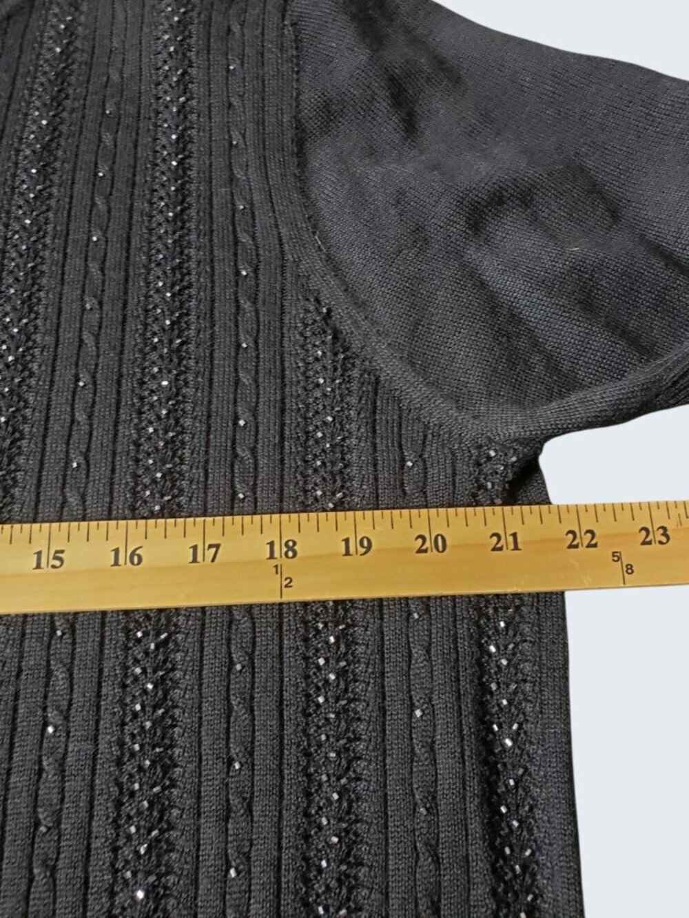 Alfred Dunner Embelished Mock Neck Knit Top W/Sparkle Details Black Large - Picture 6 of 12